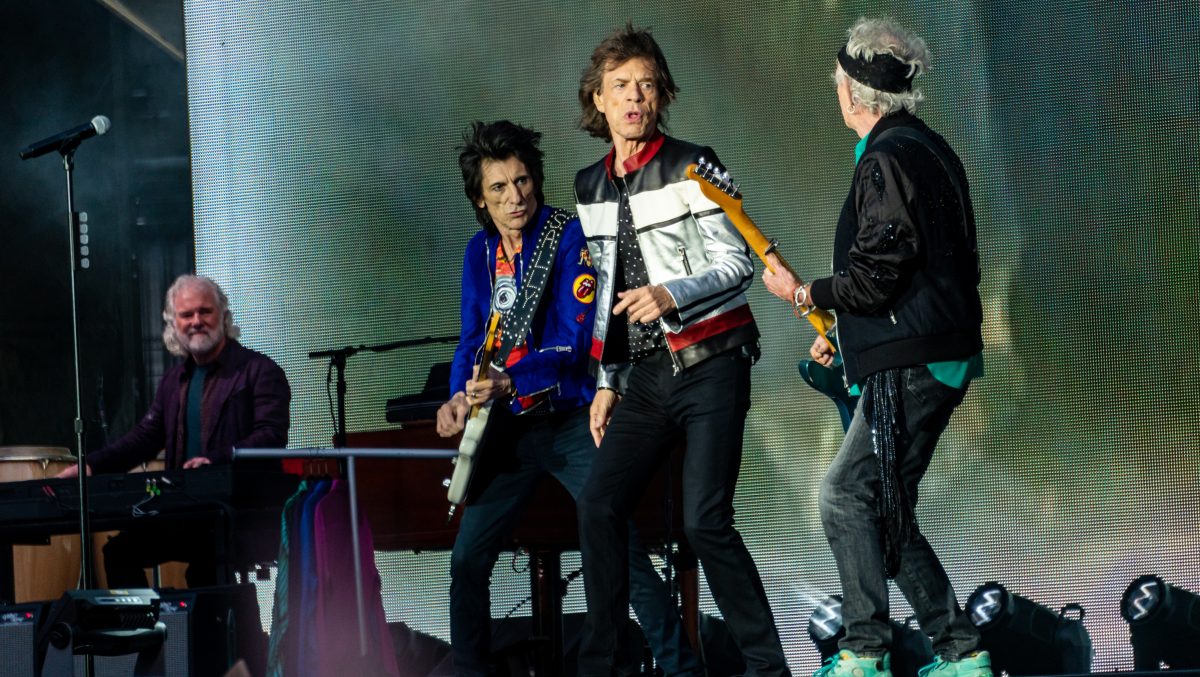 Mick Jagger, Ronnie Wood y Keith Richards, en un concierto de los Rolling Stones en Londres en 2018